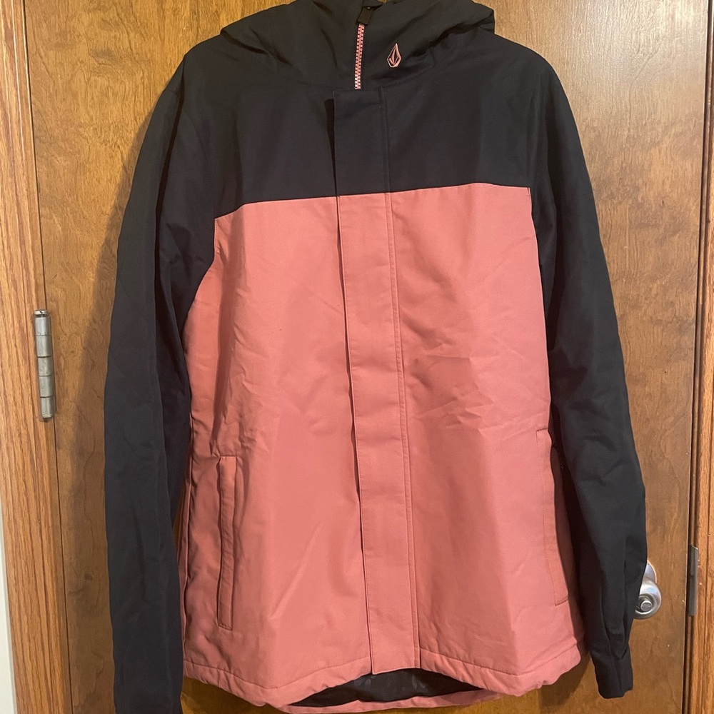 Volcom Women’s Black and Pink Hooded Snow Jacket